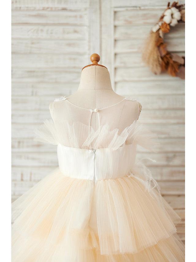 Short Ball Gown Tulle Sleeveless Jewel Neck Wedding Birthday Flower Girl Dresses - photo 4
