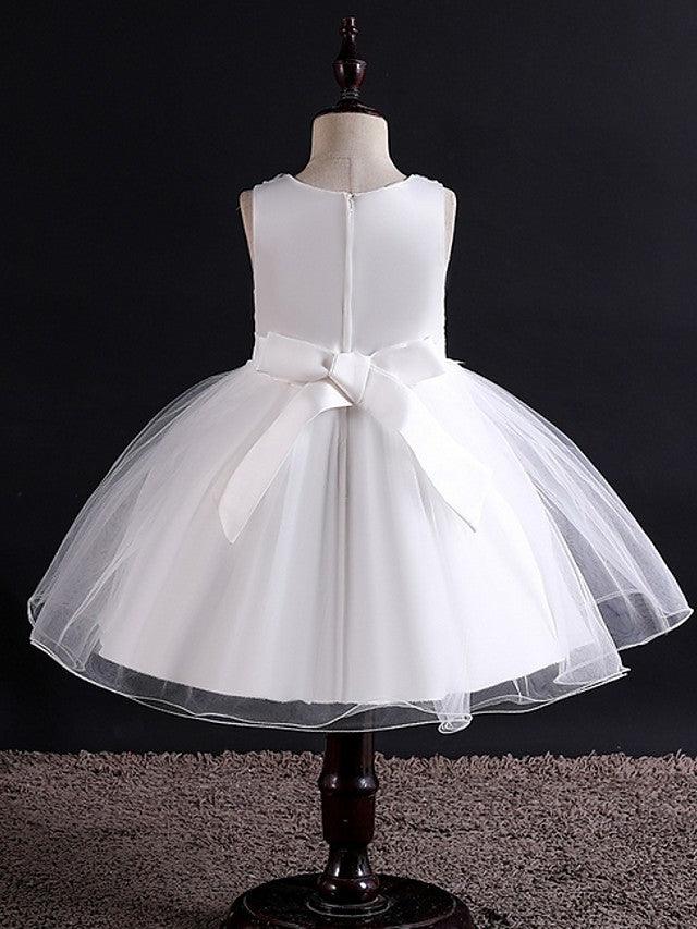 Short Ball Gown Tulle Sleeveless Jewel Neck Wedding Party Flower Girl Dresses - photo 2