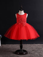 Short Ball Gown Tulle Sleeveless Jewel Neck Wedding Party Flower Girl Dresses - photo 4