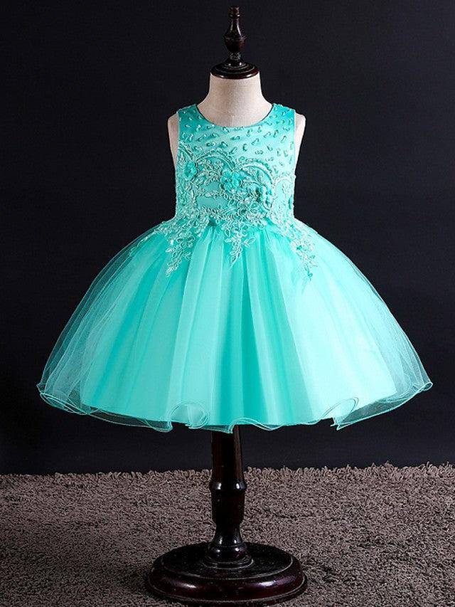 Short Ball Gown Tulle Sleeveless Jewel Neck Wedding Party Flower Girl Dresses - photo 5