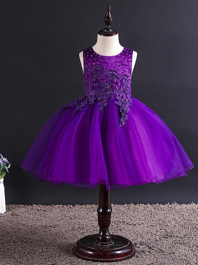 Short Ball Gown Tulle Sleeveless Jewel Neck Wedding Party Flower Girl Dresses - photo 6