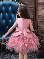 Short Ball Gown Tulle Sleeveless V Neck Wedding Party Flower Girl Dresses - photo 4