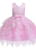 Short Ball Gown Tulle Sleeveless V Neck Wedding Party Flower Girl Dresses - photo 6