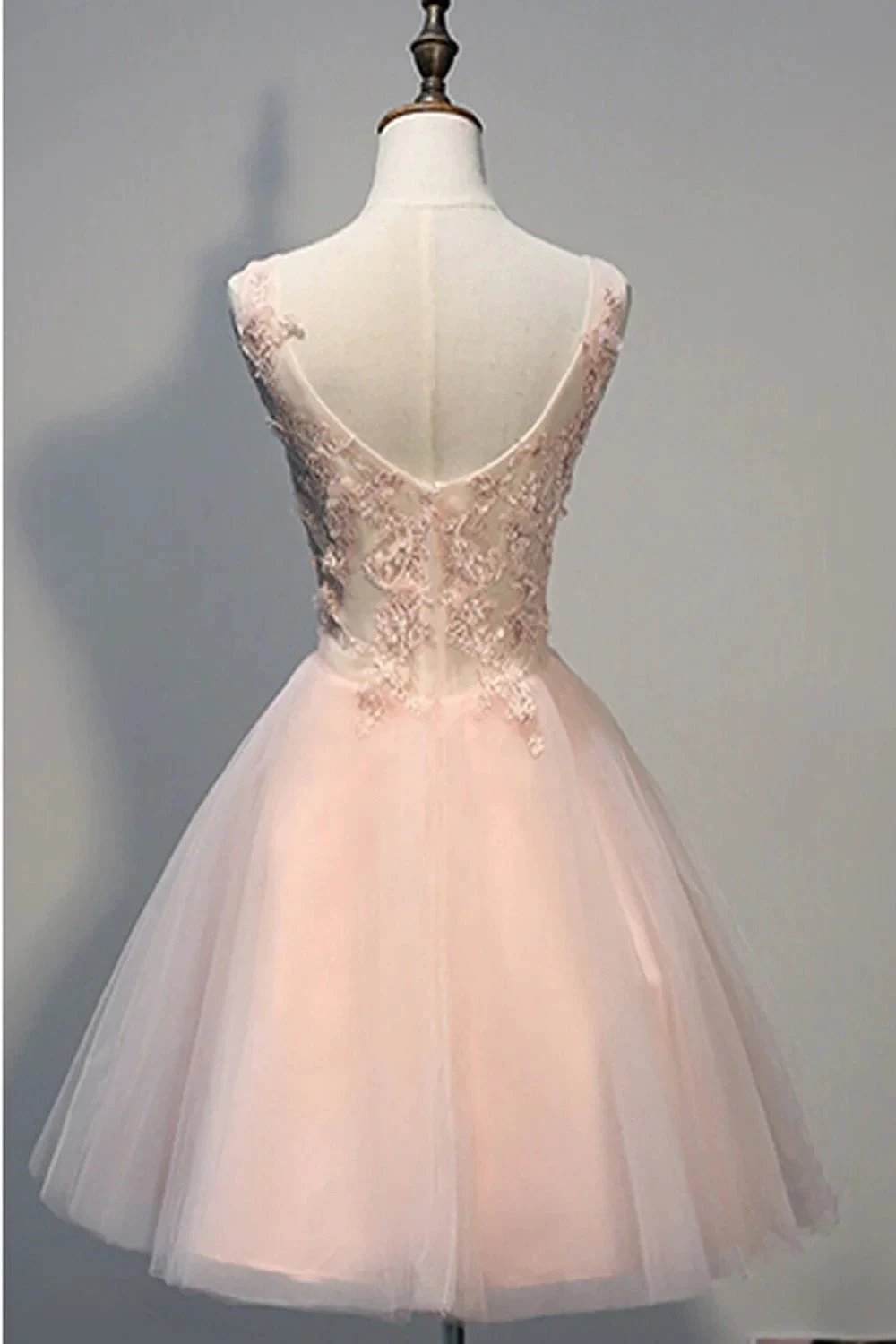 Short Open Back Pearl Pink Homecoming Dresses With Appliques PG030 by pgmdress