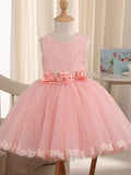 Short Princess Jewel Neck Pageant Flower Girl Dresses - photo 1