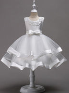 Short Princess Jewel Neck Wedding First Communion Pageant Flower Girl Dresses - photo 2