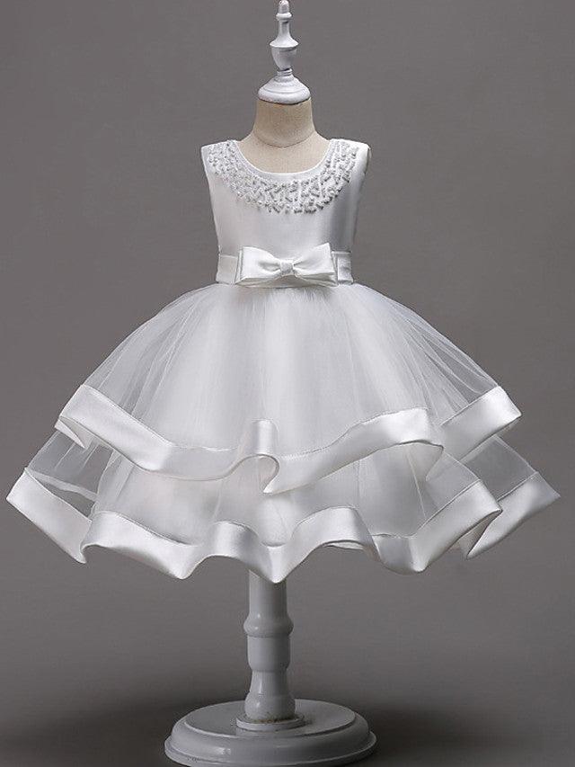 Short Princess Jewel Neck Wedding First Communion Pageant Flower Girl Dresses - photo 2