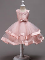 Short Princess Jewel Neck Wedding First Communion Pageant Flower Girl Dresses - photo 3