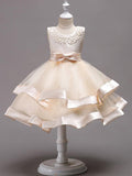 Short Princess Jewel Neck Wedding First Communion Pageant Flower Girl Dresses - photo 1
