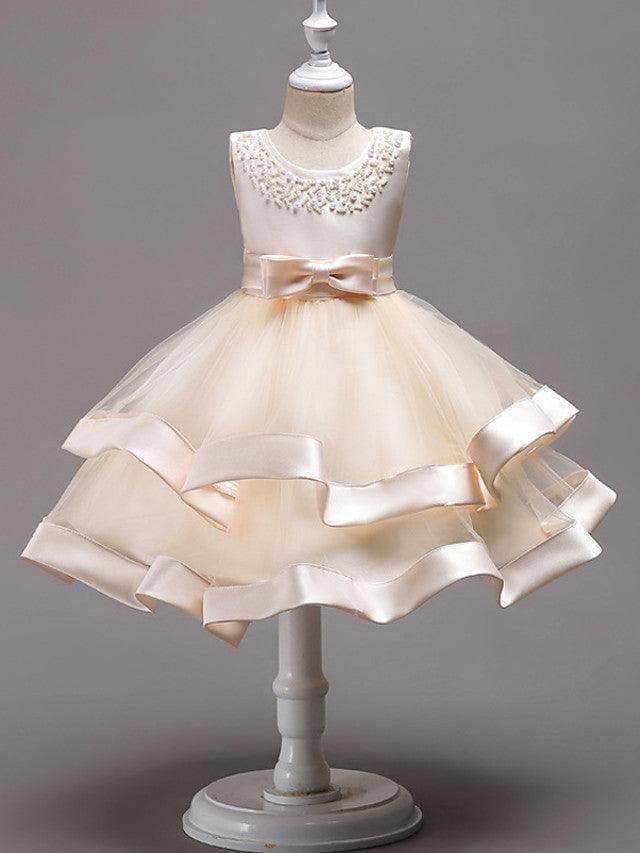 Short Princess Jewel Neck Wedding First Communion Pageant Flower Girl Dresses - photo 1