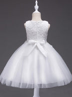 Short Princess Lace Tulle Jewel Neck Wedding First Communion Birthday Flower… - photo 2