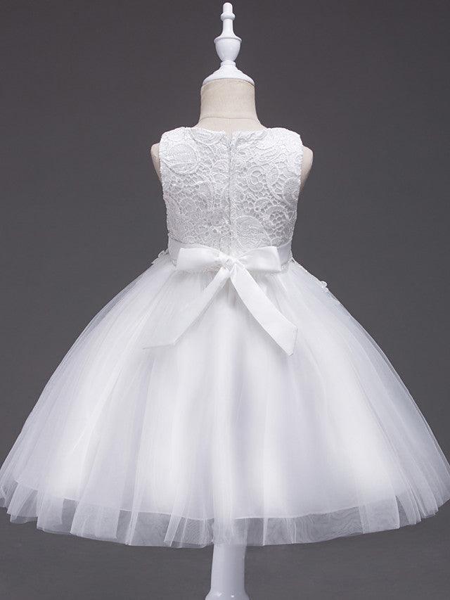 Short Princess Lace Tulle Jewel Neck Wedding First Communion Birthday Flower… - photo 2