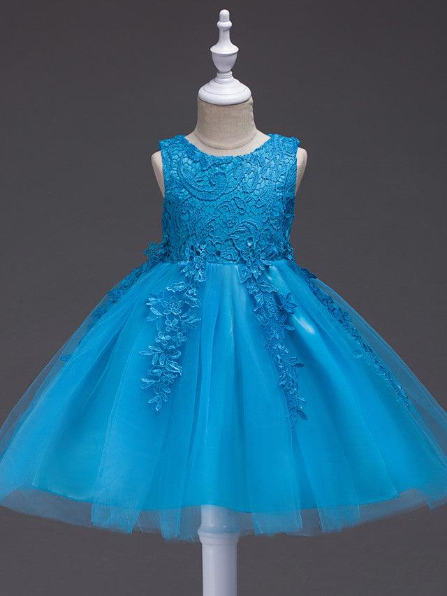 Short Princess Lace Tulle Jewel Neck Wedding First Communion Birthday Flower… - photo 5