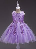 Short Princess Lace Tulle Jewel Neck Wedding First Communion Birthday Flower… - photo 6