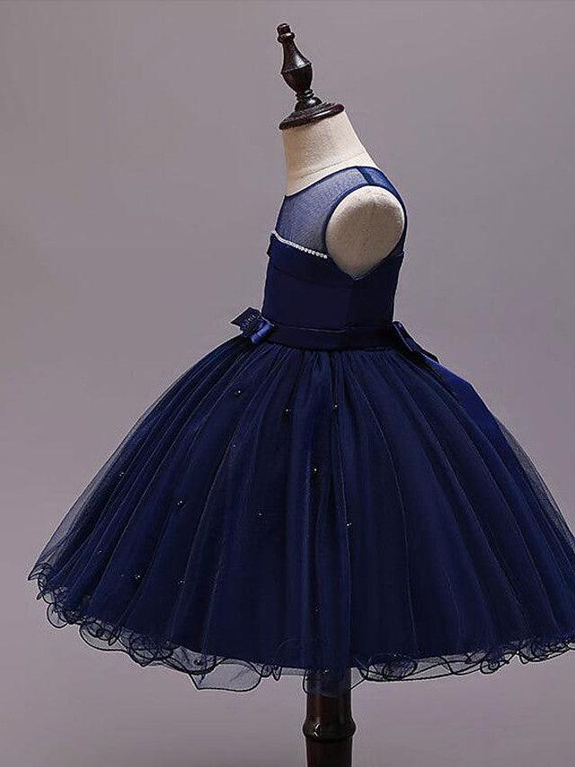 Short Princess Satin Tulle Sleeveless Jewel Neck Wedding Party Pageant Flower… - photo 2