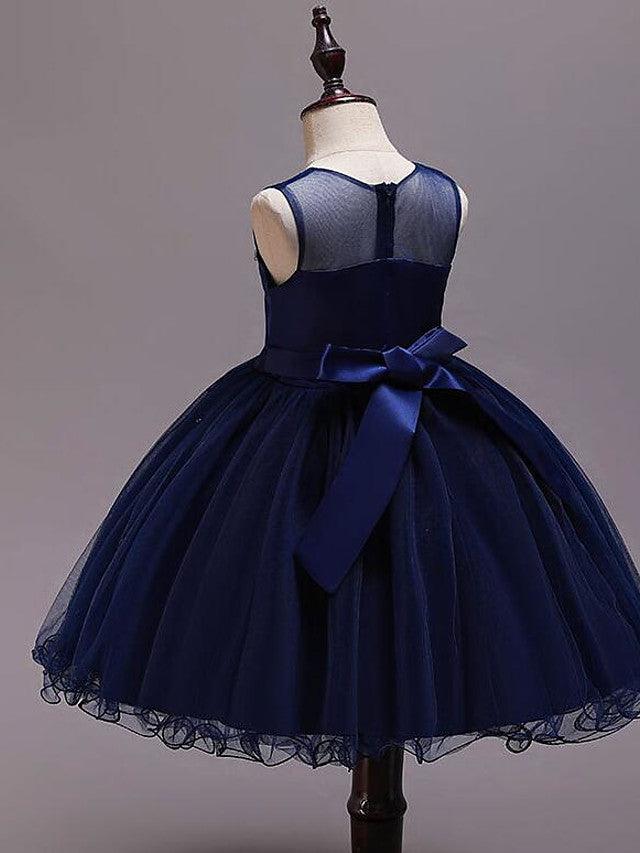 Short Princess Satin Tulle Sleeveless Jewel Neck Wedding Party Pageant Flower… - photo 3