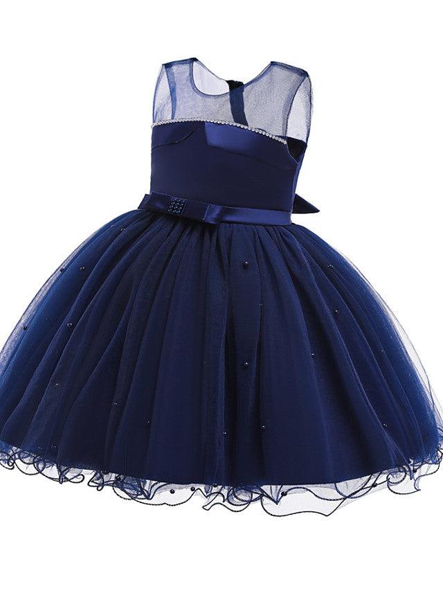 Short Princess Satin Tulle Sleeveless Jewel Neck Wedding Party Pageant Flower… - photo 5