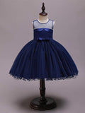 Short Princess Satin Tulle Sleeveless Jewel Neck Wedding Party Pageant Flower… - photo 1
