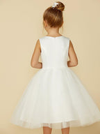 Short Princess Satin Tulle Wedding First Communion Flower Girl Dresses - photo 5