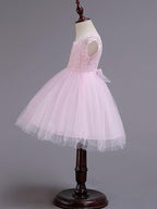 Short Princess Square Neck Lace Tulle Wedding Party Pageant Flower Girl Dresses - photo 3