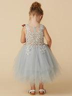 Short Princess Tulle Sleeveless Jewel Neck Pageant Flower Girl Dresses - photo 2
