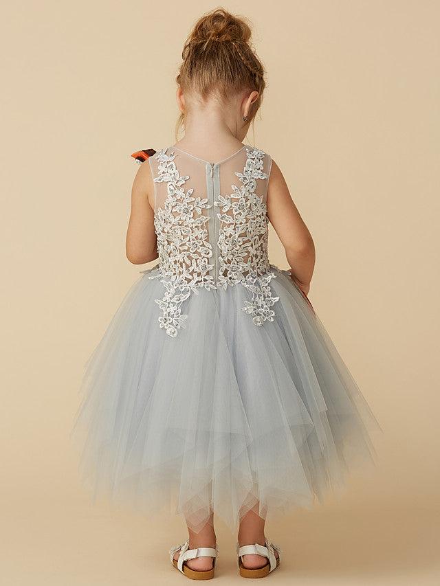 Short Princess Tulle Sleeveless Jewel Neck Pageant Flower Girl Dresses - photo 2
