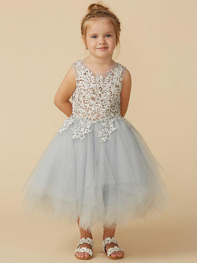 Short Princess Tulle Sleeveless Jewel Neck Pageant Flower Girl Dresses - photo 1