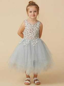 Short Princess Tulle Sleeveless Jewel Neck Pageant Flower Girl Dresses - photo 1