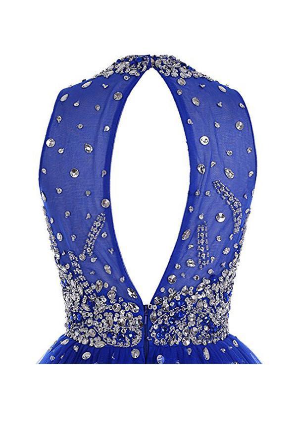 Vestido corto de tul con cuentas para fiesta de bienvenida, PG037