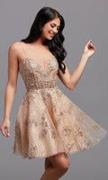 Short Gold Homecoming Dress SYH83 by vivymakudress