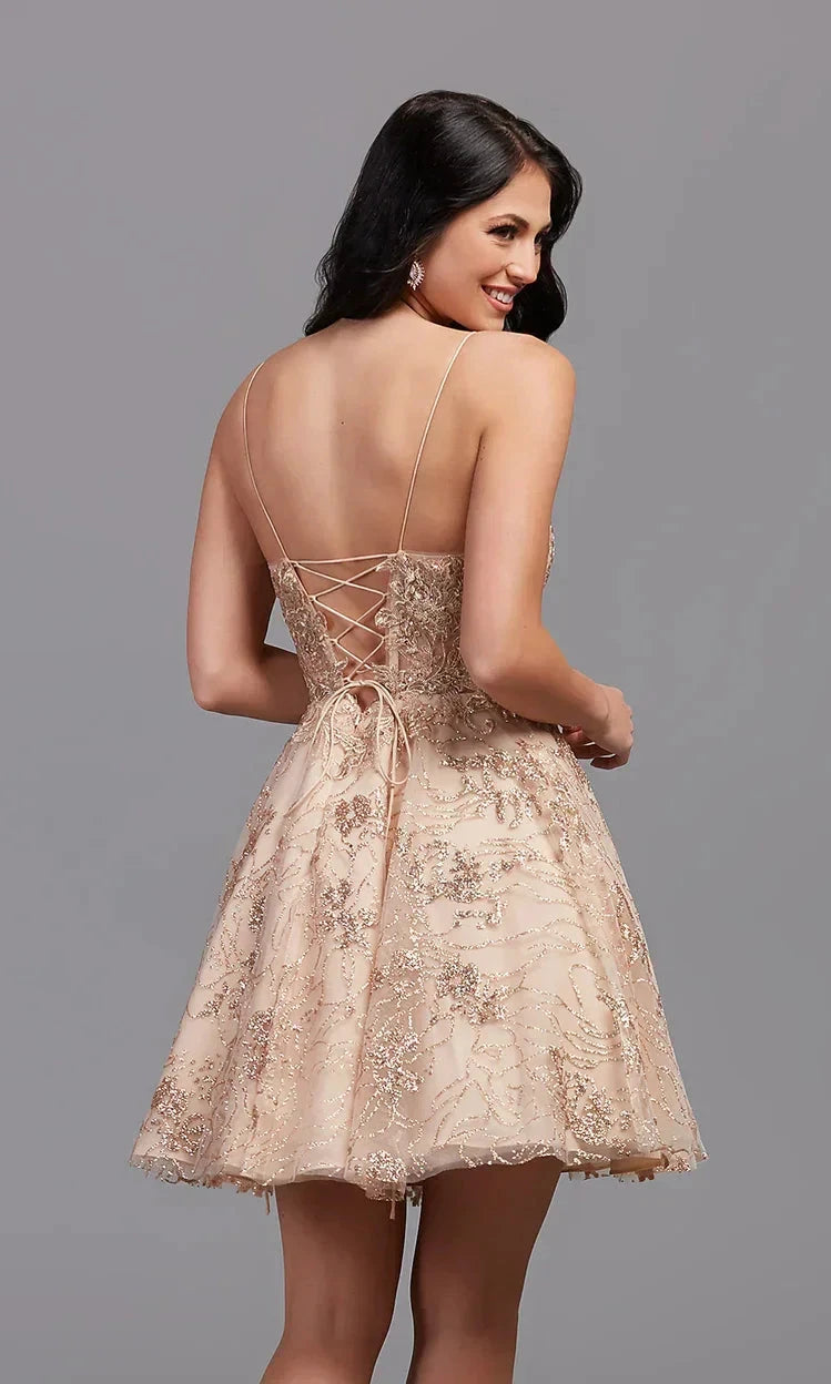 Short Gold Homecoming Dress SYH83 by vivymakudress