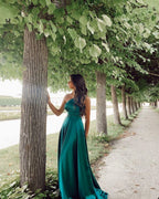 Simple A-line One Shoulder Satin Long Prom Dress by BIZTUNNEL