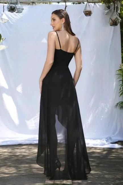 Simple Black Spaghetti Straps Sleeveless A-Line Prom Dresses by misshow.com