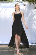 Simple Black Spaghetti Straps Sleeveless A-Line Prom Dresses by misshow.com