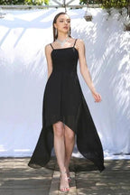 Simple Black Spaghetti Straps Sleeveless A-Line Prom Dresses by misshow.com