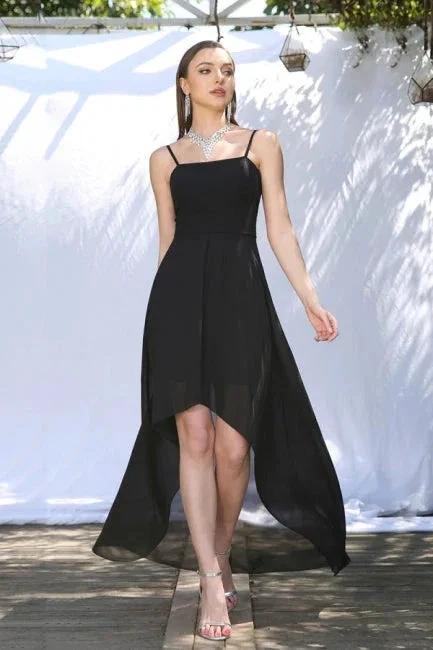 Simple Black Spaghetti Straps Sleeveless A-Line Prom Dresses by misshow.com