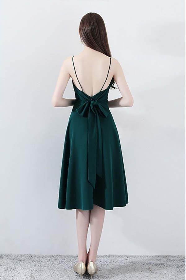 Simple Chic Dark Green Homecoming Dress V-neck with Straps PD094 Main Image
