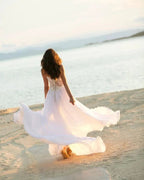 Simple Long A-line Sweetheart Chiffon Appliques Lace Wedding Dress by BIZTUNNEL