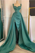 Simple Long A-Line Sweetheart Satin Prom Dress With Slit by BIZTUNNEL