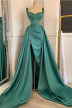 Simple Long A-Line Sweetheart Satin Prom Dress With Slit by BIZTUNNEL