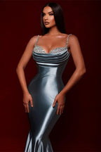 Simple Long Glitter Mermaid Spaghetti Straps Evening dresses