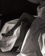 Simple Long Ivory V-neck A-line Sleeveless Wedding Dress With Slit