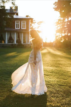 Simple Long Mermaid Off the Shoulder Sequined Wedding Dress with Slit by BIZTUNNEL