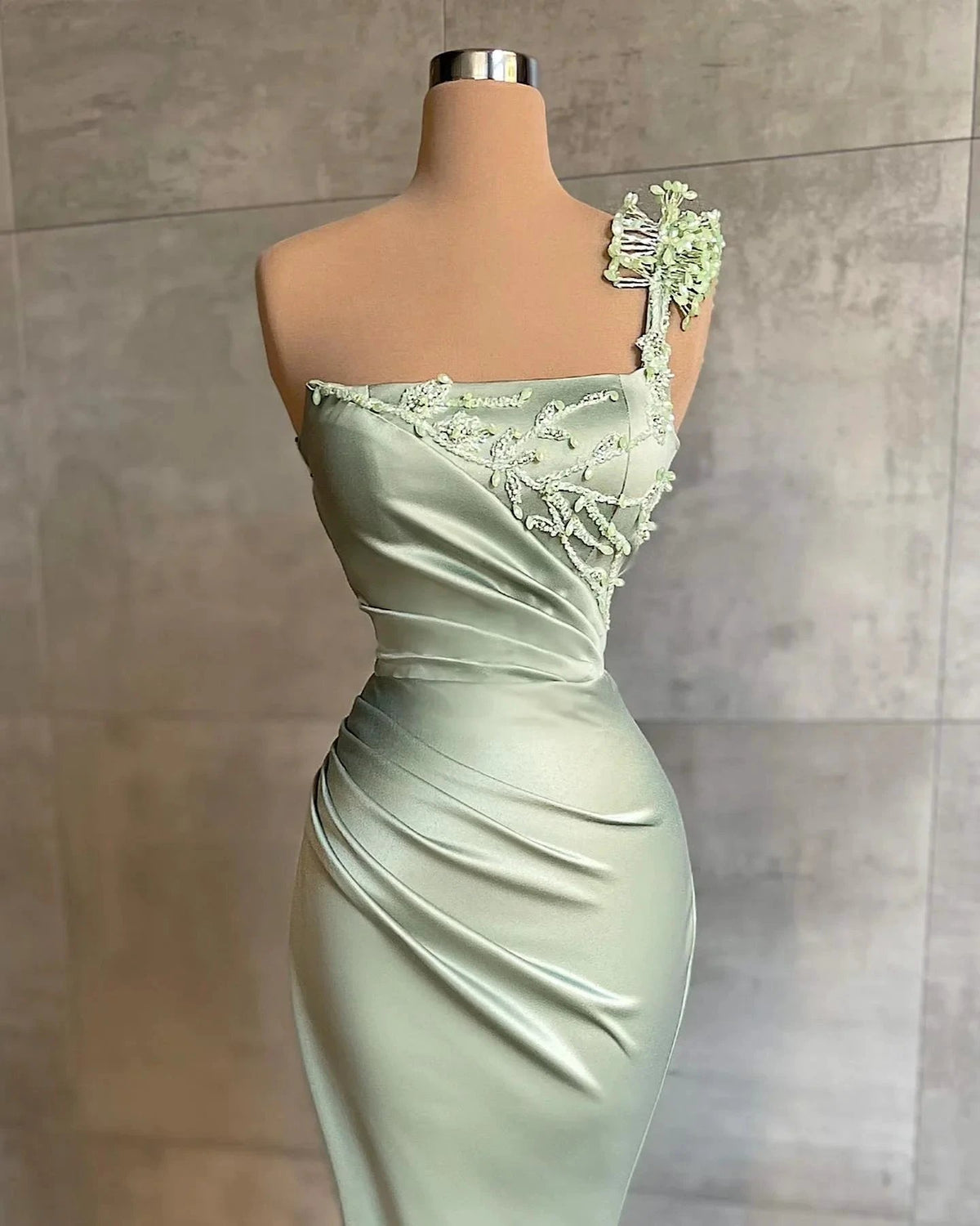 Simple Long Mermaid One Shoulder Satin Prom Dress by BIZTUNNEL