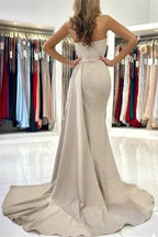 Simple Long Mermaid Sleeveless Prom Dresses With Slit by misshow.com
