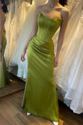 Simple Long Mermaid Strapless Floor Length Prom Dress by misshow.com