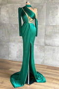 Simple Long Sleeve High Neck Mermaid Prom Dress With Slit by BIZTUNNEL