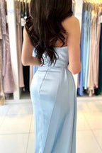 Simple Mermaid Sleeveless Evening Dresses Long Blue Prom Dresses by misshow.com