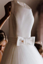 Simple Modest Ivory Tulle Wedding Gowns Backless Wedding Dress WD313 by pgmdress