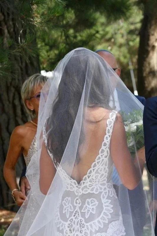 Simple Neck Sleeveless Pretty Mermaid Lace V Back Beach Elegant Wedding Dresses by misshow.com